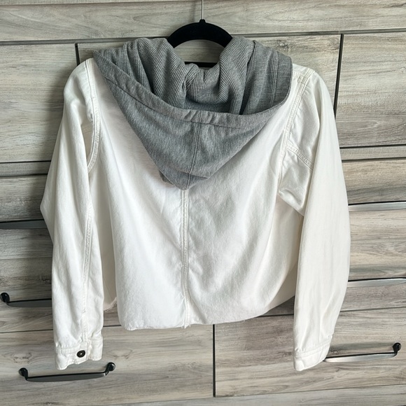 Free People distressed Jean jacket hoodie - Picture 3 of 4